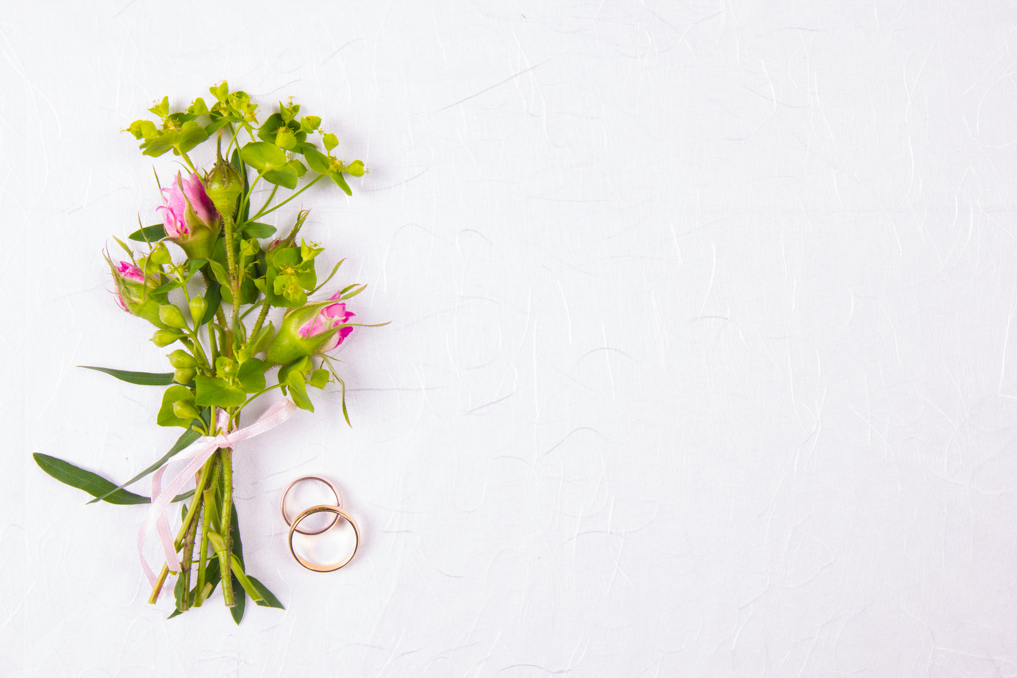 Wedding Background with Place for Text and a Bouquet of Flowers